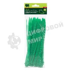 Хомуты Сибртех 200 х 3,6 мм, пластиковые, зеленые, 100 шт.