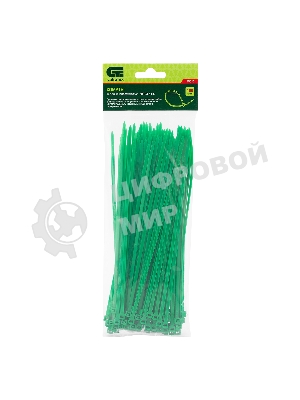 Хомуты Сибртех 200 х 3,6 мм, пластиковые, зеленые, 100 шт.