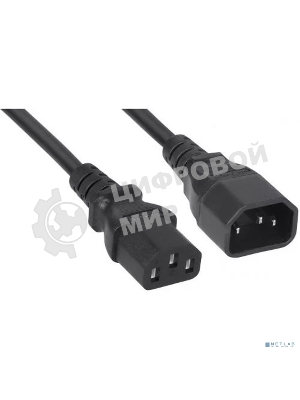 Кабель питания Filum ПВС-АП 3x1.0 С13 - C14, 220/250В, 10А, чёрный, 3м [FL-PC-C13/C14-C-3.0-BK]