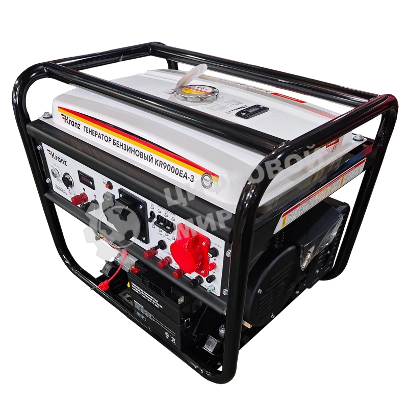 Генератор бензиновый Kranz KR9000EA-3, 9кВт, 230В/380В, 25л, коннектор автоматики, электростартер