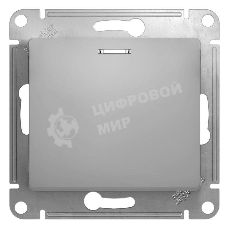 Механизм выключателя 1-кл. СП Glossa 10А IP20 10AX с подсветкой алюм. SchE GSL000313