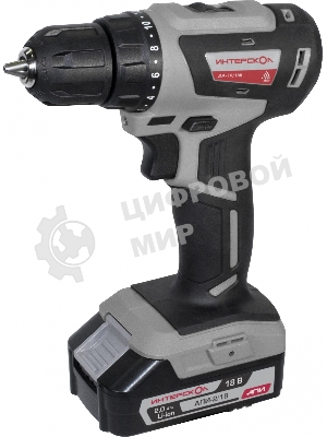 Дрель-шуруповерт ИНТЕРСКОЛ ДА-10/18В, 18 В, 2 Ач, 42 Нм, бесщеточный