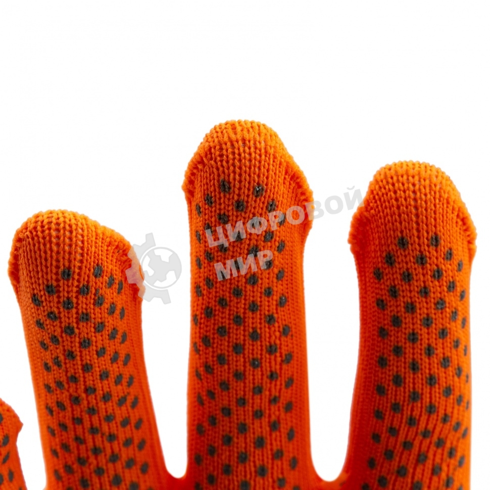 Перчатки из синтетической нити, ПВХ точка, 13 класс, оранжевые, XL Россия