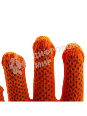 Перчатки из синтетической нити, ПВХ точка, 13 класс, оранжевые, XL Россия