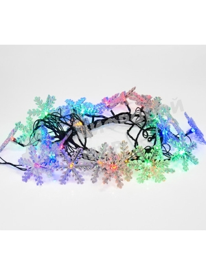 Гирлянда светодиодная Neon-night Снежинки большие 5м, 20LED, IP20, прозрачный провод, свечение мульти (RG/RB), мигание, 230В