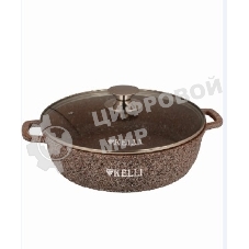 Сковорода-сотейник Kelli KL-4019-28 28 см, 5,0 л ОБЪЕМ 5 л из высокопрочного алюминия с гранитным покрытием, с индукционным дном. Силиконовые накладки для ручек съемные. Стеклянная крышка с паровыпуском. Пригодна для всех видов плит, в том числе индукционных