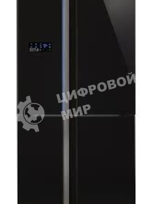 Холодильник Sharp SJ-FS97VBK черное стекло трехкамерный 393/207 л морозилка снизу
