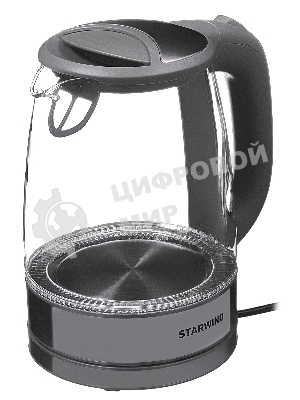 Чайник электрический Starwind SKG2315 1.7 л, 2200 Вт, серый/серебристый (корпус: стекло)