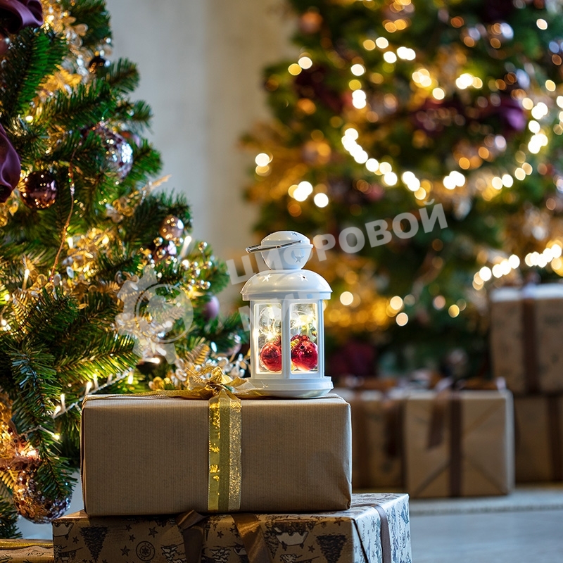 Декоративный фонарь Neon-night с шариками 12х12х20,6 см, белый корпус, теплый белый цвет свечения