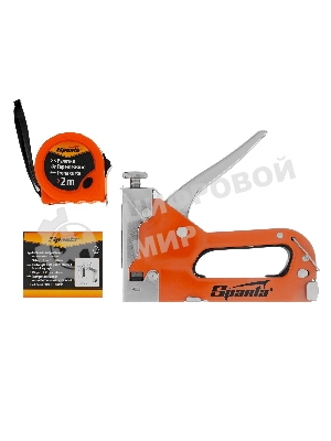 Набор Sparta: степлер мебельный регулируемый, скобы 500 шт, рулетка 2м., тип скобы 53, 4-14 мм