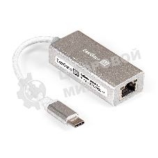 Кабель-адаптер ExeGate EXE-725C-45 (USB3.0 Type-C --> 1xRJ45 UTP 100Mbps/1000Mbps/2.5Gbps, Realtek Chipset RLT8156, корпус алюминиевый, серебристый)