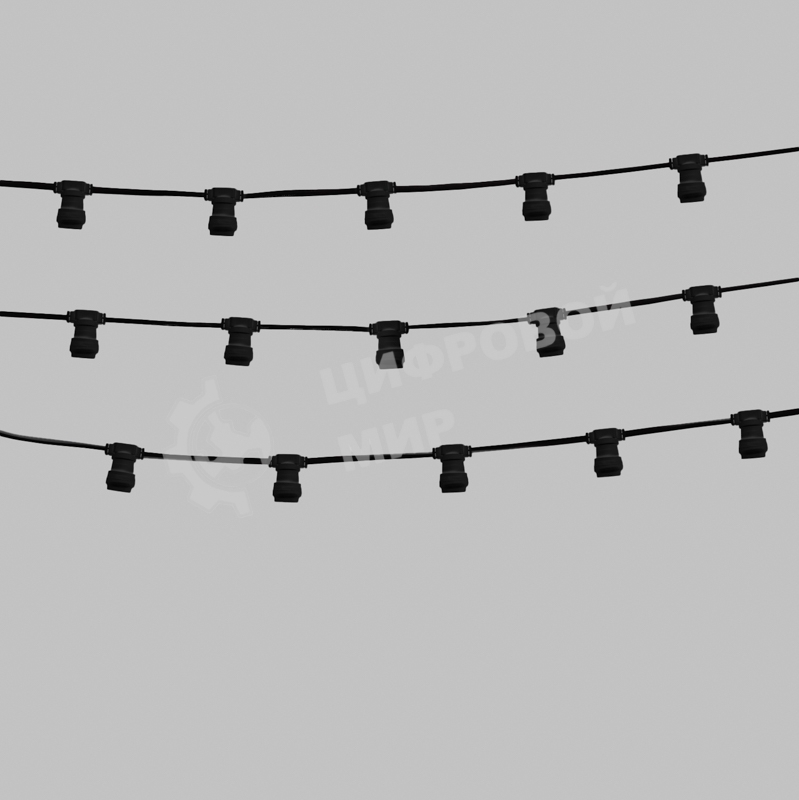 Гирлянда PROconnect Белт-Лайт 2 жилы, 50м, шаг 40 см, 125 патронов E27, IP65, черный плоский провод ПВХ