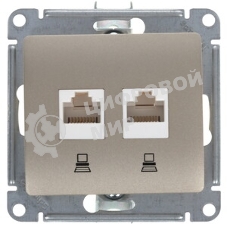 Розетка компьютерная 2-ая компьютерная RJ45+RJ45, кат.5E SE Glossa Графит