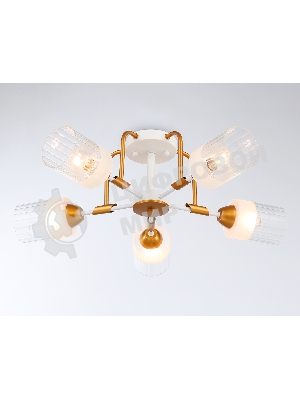 Светильник Ambrella light TR303323/5 WH/GD/CL/FR белый/золото/прозрачный/белый матовый E27*5 max 60W D620*200