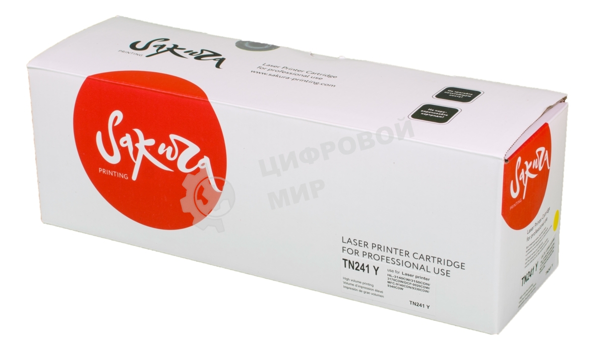 Картридж лазерный Sakura TN241Y для Brother HL-3140CW, HL-3150CDW, HL-3170CDW, DCP-9020CDW, MFC-9140CDN, MFC-9330CDW, MFC-9340CDW, желтый, 1400 к.