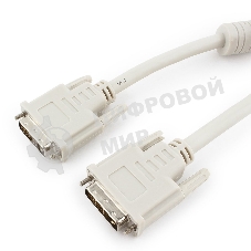 Кабель DVI-D single link Gembird/Cablexpert CC-DVI-6C, 19M/19M, 1.8м, серый, экран, феррит.кольца, пакет