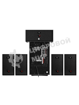 Аудиоколонки SVEN HT-210, черный, акустическая система 5.1, мощность (RMS):50Вт+5x15Вт, Bluetooth, Optical, Coaxial, FM-тюнер, USB/SD, дисплей, ПДУ