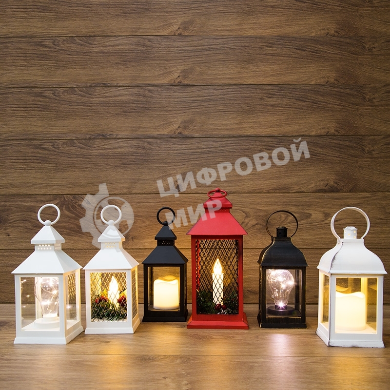 Декоративный фонарь Neon-night с лампочкой, белый корпус, размер 10.5х10.5х24 см, цвет теплый белый