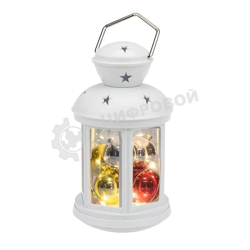 Декоративный фонарь Neon-night с шариками 12х12х20,6 см, белый корпус, теплый белый цвет свечения