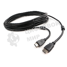 Кабель HDMI Cablexpert CCF2-HDMI4-7.5M, 19M/19M, v2.0, медь, позол.разъем, экран, 2 фер.кольца, 7.5м, черный, пакет