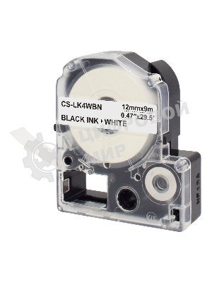 Картридж ленточный Cactus CS-LK4WBN черный шрифт, белый фон (12 мм, 9 м) для Epson LW300/LW400/LW700/LW600P/LW1000P/K400/Z700/Z900