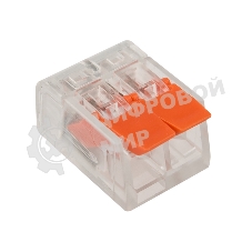 Клемма соединительная рычажковая компактная Rexant 2-проводная, прозрачная, 0.14-4 мм² (20 шт./уп.)