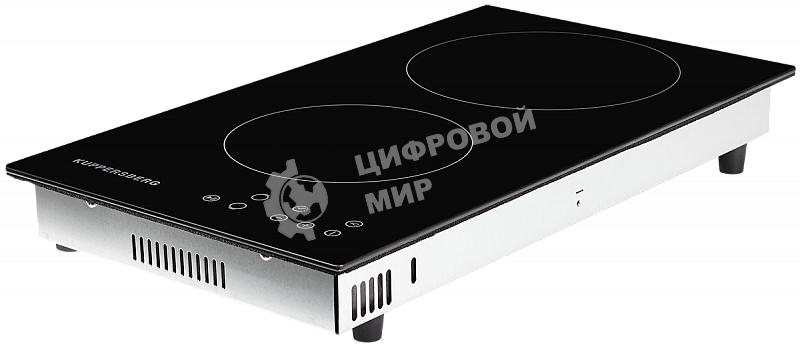 Электрическая варочная панель Kuppersberg ECO 302/домино, ширина 30 см, 2 зоны ускоренного нагрева HI-Light, 1 зона с двойным расширением, сенсорное управление, 3 цифровых дисплея, 9 уровней мощности, таймер, автоматика закипания, автоотключение, защита о