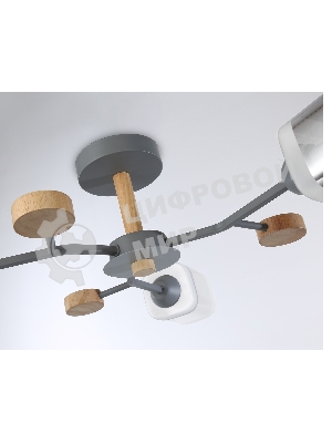 Светильник Ambrella light TR3033231/3 GR/LW/SM серый/светлое дерево/дымчатый E27*3 max 60W D700*180