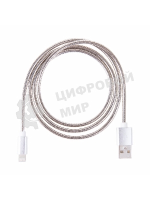 Кабель USB Rexant для iPhone 5/6/7 моделей, шнур в металлической оплетке серебристый