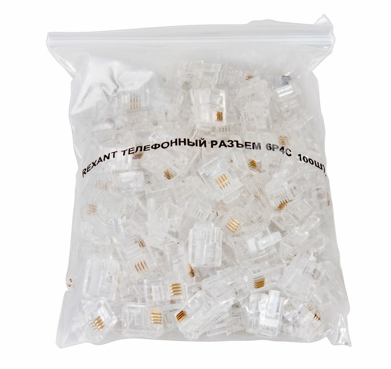 Джек телеф. Rexant 6P-4C (уп. 100 шт)
