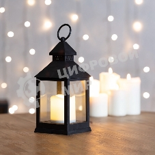 Декоративный фонарь Neon-night со свечкой, черный корпус, размер 10.5х10.5х24 см, цвет теплый белый