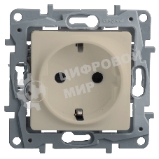Розетка 2К+З, на винтах, защ. шт., сл. кость ETIKA 