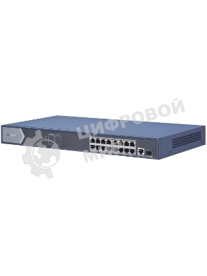 Коммутатор Hikvision DS-3E0518P-E, 16×1 Гбит/с PoE+ + 1×1 Гбит/с RJ45 + 1×1 Гбит/с SFP, неуправляемый