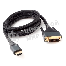 Кабель HDMI-DVI Cablexpert CC-HDMI-DVI-4K-6, 19M/19M, single link, 4K, медь, нейлоновая оплетка, метал.разъемы, 1.8м, черный, коробка
