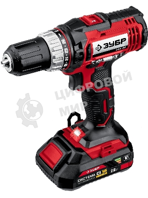 Дрель-шуруповерт Зубр ДШЛ-185-22, 18 В, 2 Ач, 40 Нм, щеточный