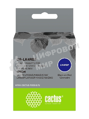 Картридж ленточный Cactus CS-LK4RBP черный для Epson LW300/LW400/LW700/LW600P/LW1000P/K400/Z700/Z900