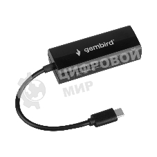 Сетевой адаптер Ethernet Gembird NIC-U10, Type-C USB 2.0 - Fast Ethernet adapter, пластик, черный, RTL8152