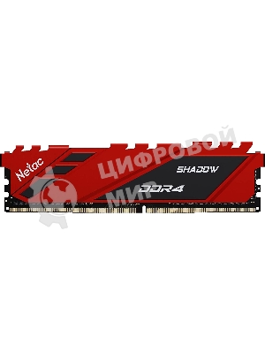 Оперативная память NETAC Shadow, DDR4, 16GB (1x16GB), 3200MHz, CL16, DIMM, с радиаторами, красный