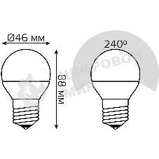 Лампа светодиодная Gauss G45 6W E27 шар RGbW димирование LED 1/100