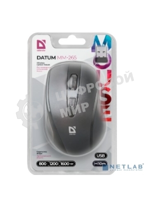 Мышь беспроводная Defender Datum MM-265 черный, 1600 dpi, радиоканал, USB, кнопки - 4