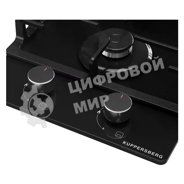 Газовая варочная панель Kuppersberg FG 36 B газ, High-Tech, 30 см, автоматический электроподжиг, газ-контроль, форсунки под сжиженый газ, SABAF конфорки, чугунные решетки, цвет черный, цвет фурнитуры черный