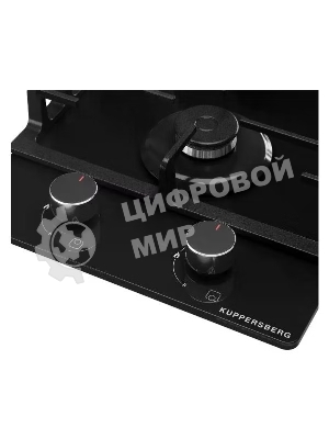Газовая варочная панель Kuppersberg FG 36 B газ, High-Tech, 30 см, автоматический электроподжиг, газ-контроль, форсунки под сжиженый газ, SABAF конфорки, чугунные решетки, цвет черный, цвет фурнитуры черный