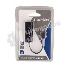 Сетевой адаптер Ethernet Gembird NIC-U10, Type-C USB 2.0 - Fast Ethernet adapter, пластик, черный, RTL8152