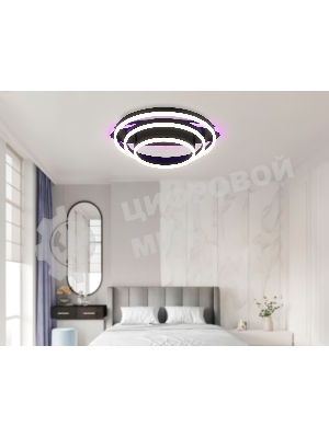 Потолочный светодиодный светильник FA8524 BK черный 146W 3000K-6400K+RGB 560*500*150 (ПДУ РАДИО 2.4G)