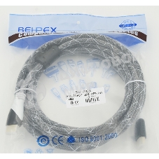 Кабель аудио-видео Behpex черный jack HDMI (m)/HDMI (m) 5м. феррит.кольца позолоченные контакты серый