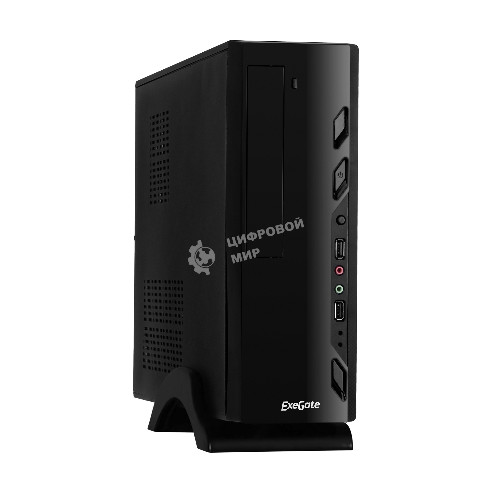 Компьютерный корпус MiniITX ExeGate EX268697RUS MI-208 Black, miniITX/mATX, без БП, 2хUSB, Audio