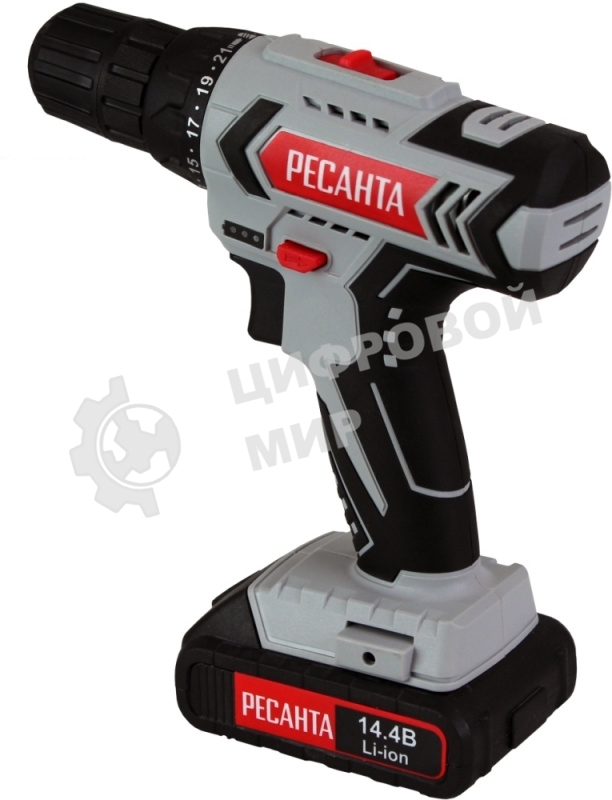 Дрель-шуруповерт аккумуляторная Ресанта ДА-14-2Л 75/14/3, Аккумуляторная, 14,4В