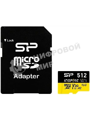 Флеш карта microSDXC 512Gb Silicon Power SP512GbSTXLA2V1NSP Inspire V10 A2 + adapter