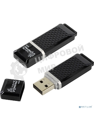 Флешка USB Smartbuy Quartz Black (SB16GbQZ-K), 16Gb, USB 2.0, R/W 25/15, черный