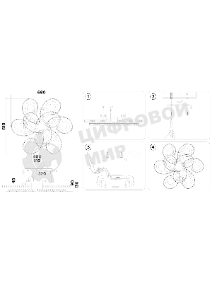 Потолочный светодиодный светильник Ambrella light FA1704/6+3 WH/CH белый/хром 255W 3000K-6400K 610*610*130 (ПДУ РАДИО 2.4G)